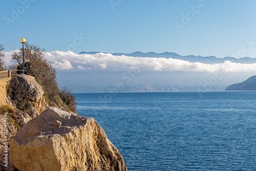 Rocky Coastal Cliff Above Adriatic Sea In Winter