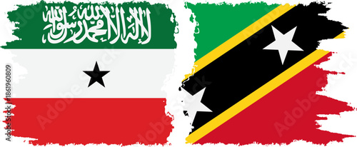 Saint Kitts and Nevis and Somaliland grunge flags connection, vector