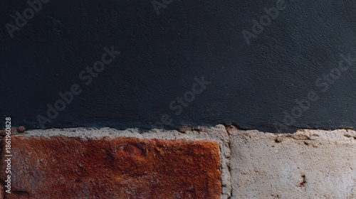 黒い壁と灰色のコンクリートの境目の写真