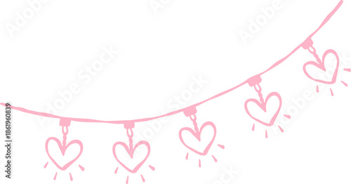 Valentine Heart Garland Border, Cute Romantic Divider