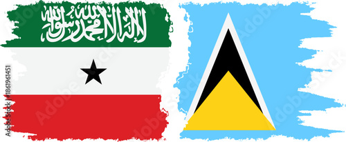 Saint Lucia and Somaliland grunge flags connection, vector