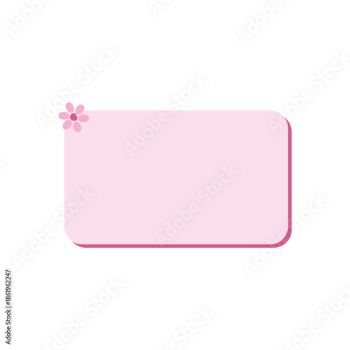 Pink rectangle with flower isolated on transparent background