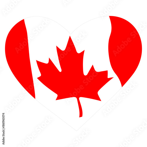 Canadian flag in the shape of a heart. Stencil vector image