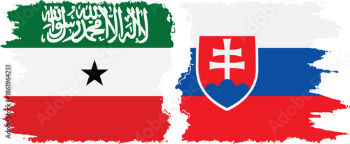 Slovakia and Somaliland grunge flags connection, vector