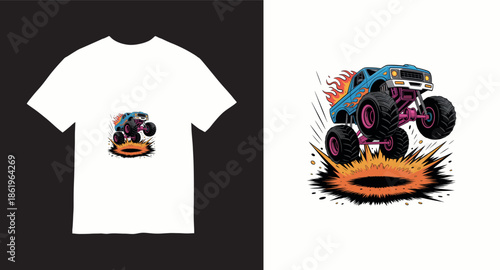 Monster truck vector t-shirt design