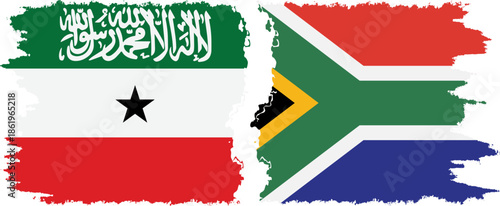 South Africa and Somaliland grunge flags connection, vector