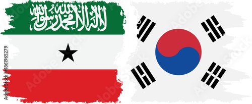 South Korea and Somaliland grunge flags connection, vector
