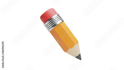 3D Render of a Yellow Pencil with Red Eraser