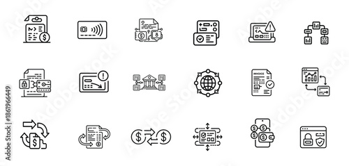 AI Deepfake Fraud and Security Risks Icon Set – stock vector containing of Identity Scam, Privacy Breach, Cyber Threat Line Icons

