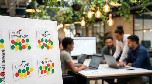 Collaborative Feedback Session in a Modern Office Environment