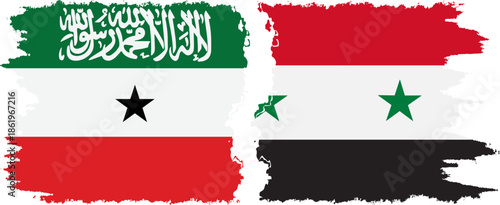 Syria and Somaliland grunge flags connection, vector