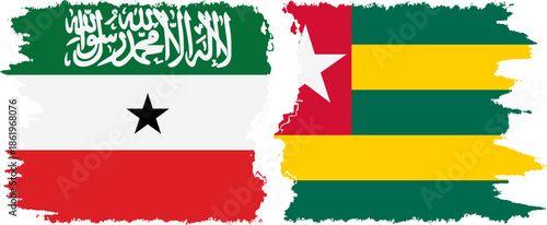 Togo and Somaliland grunge flags connection, vector