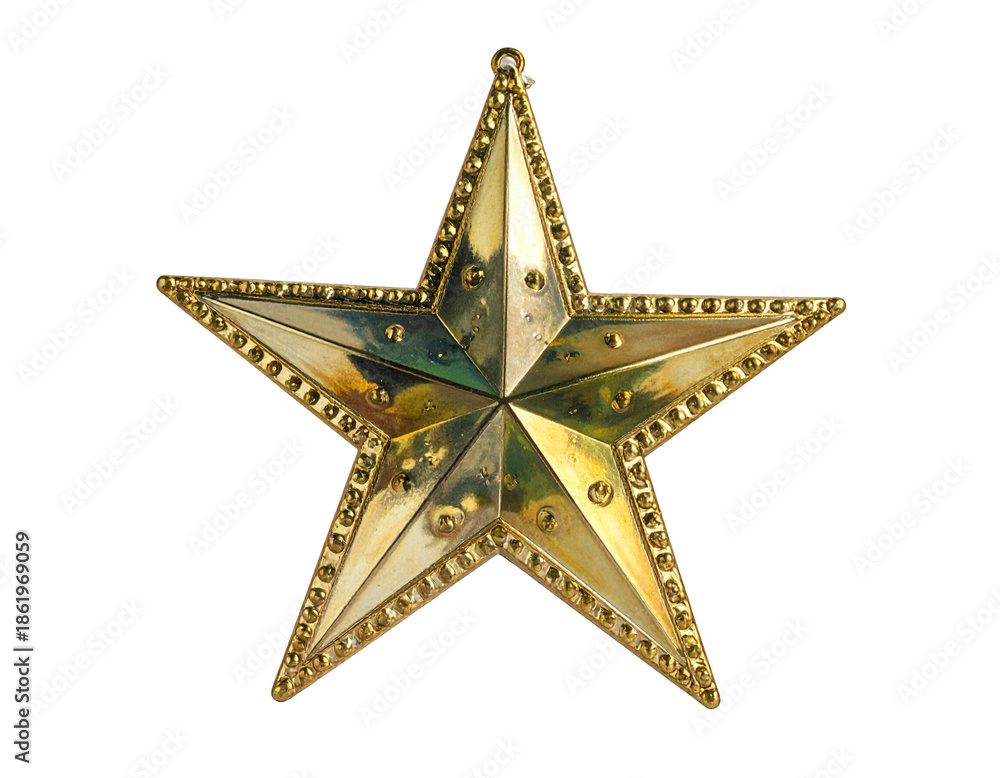 Fototapeta premium Ornate, reflective gold five-pointed star ornament