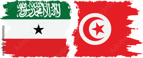 Tunisia and Somaliland grunge flags connection, vector