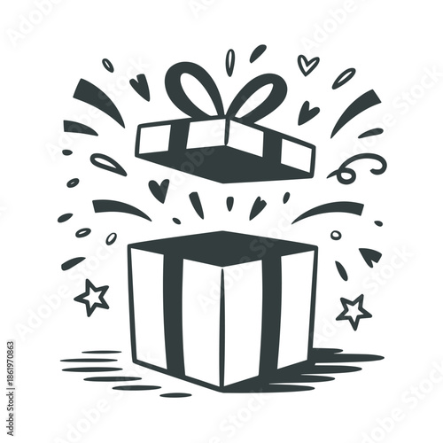 Surprise Gift Box Opening Illustration