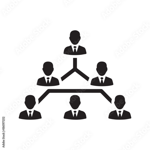Business Hierarchy Pyramid Icon Vector Illustration Showing Organizational Structure, Corporate Management Team, and Leadership Flow Chart
