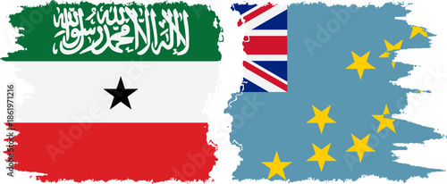 Tuvalu and Somaliland grunge flags connection, vector