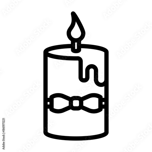 Love Candle Vector Line Icon Design