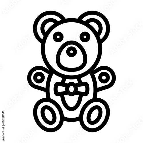 Teddy Bear Vector Line Icon Design