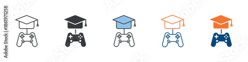 Educational Game Icon Set Multiple Style Collection 
