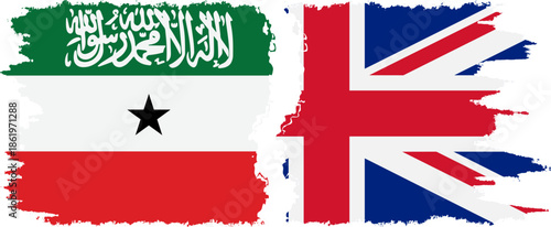 UK and Somaliland grunge flags connection, vector