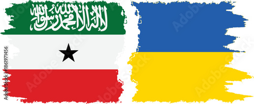 Ukraine and Somaliland grunge flags connection, vector