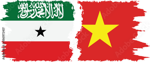 Vietnam and Somaliland grunge flags connection, vector