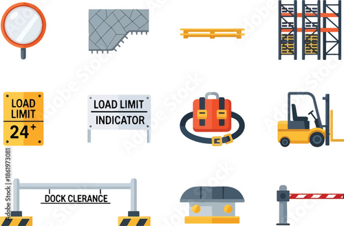 Warehouse and Logistics Equipment Icons Set.