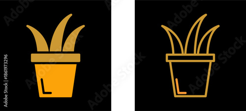 Grass Pot Vector Icon