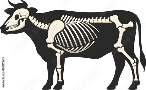 Cow skeleton illustration for educational purposes