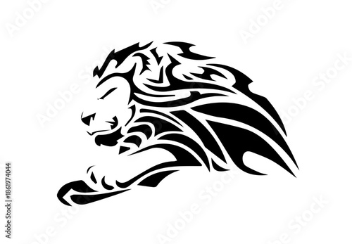 Majestic Tribal Lion Silhouette - Modern Minimalist King of Jungle Graphic