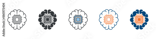 Artificial Intelligence Icon Set Multiple Style Collection 