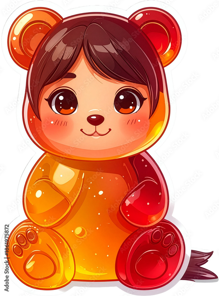 Fototapeta premium Human-Faced Gummy Bear Character Illustration
