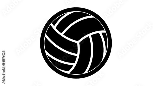 Vector illustration of a stylized sports game volleyball icon in black and white, on transparent background