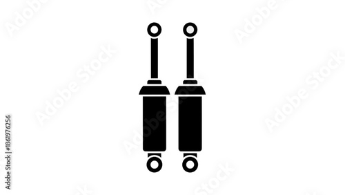 Vector illustration of two car shock absorbers, auto suspension parts, on transparent background