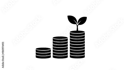 Vector illustration of financial growth, investment, and savings concept on transparent background