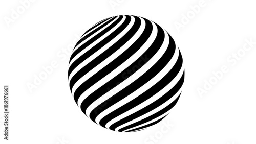 Vector illustration of a mesmerizing striped orb, dynamic graphic design element on transparent background