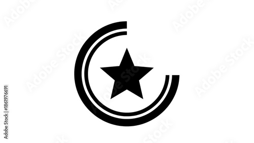 Vector illustration of a stylized star within an incomplete circular shape, on transparent background