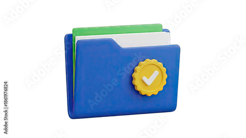 3D Folder with Checkmark Badge