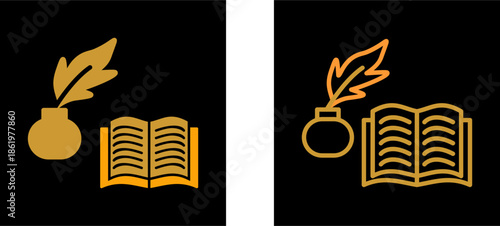 Quill and Book Vector Icon