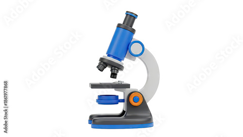 3D Render of a Blue and White Microscope