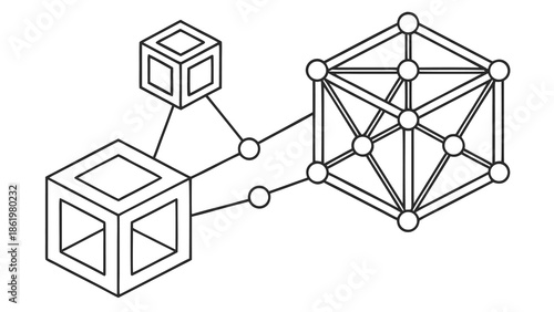 Abstract Digital Network Blockchain Data Structure Technology Isolated background
