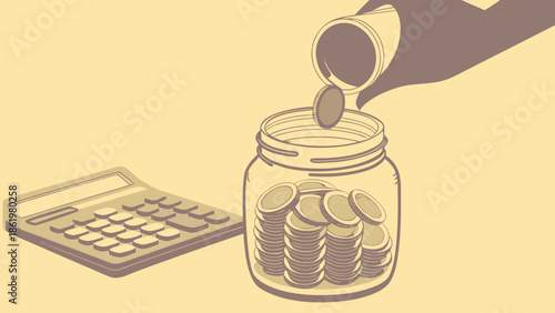 Financial Planning Money Saving Investment Budget Calculator Isolated background