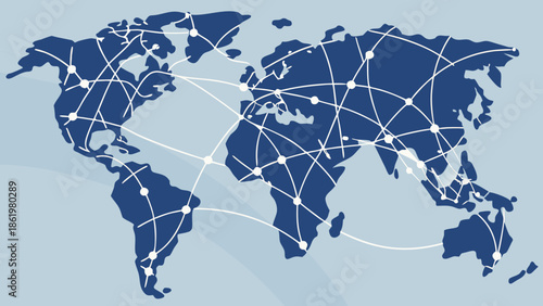 Global Network World Map Connection Technology Business with vector illustration
