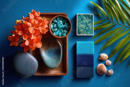 Tropical Mood Board Bright Blues Corals Ocean Photography