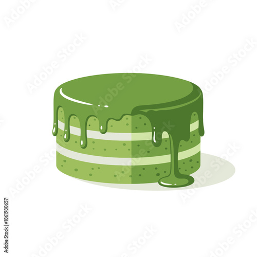 Delicious Matcha Layer Cake with Drizzling Glaze