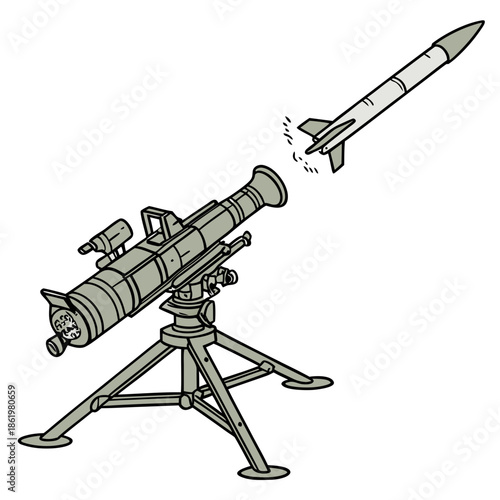 Military anti drone launcher firing guided missile