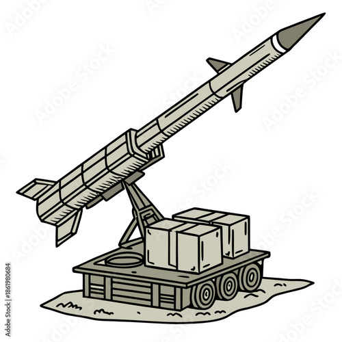 Military anti drone launcher firing guided missile system on tank tracks