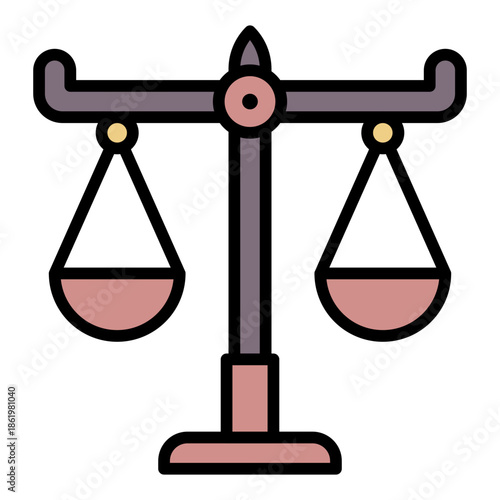 Justice Balance Scale Isolated Vector Lineal Colour Style Icon Editable Stroke