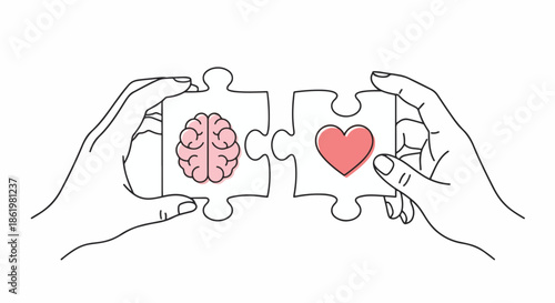 Mind and Heart Connection Puzzle Illustration